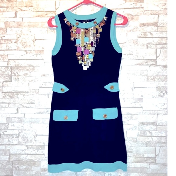 Nanette Lepore Dresses & Skirts - Nanette Lepore Beaded Knit Dress Belted